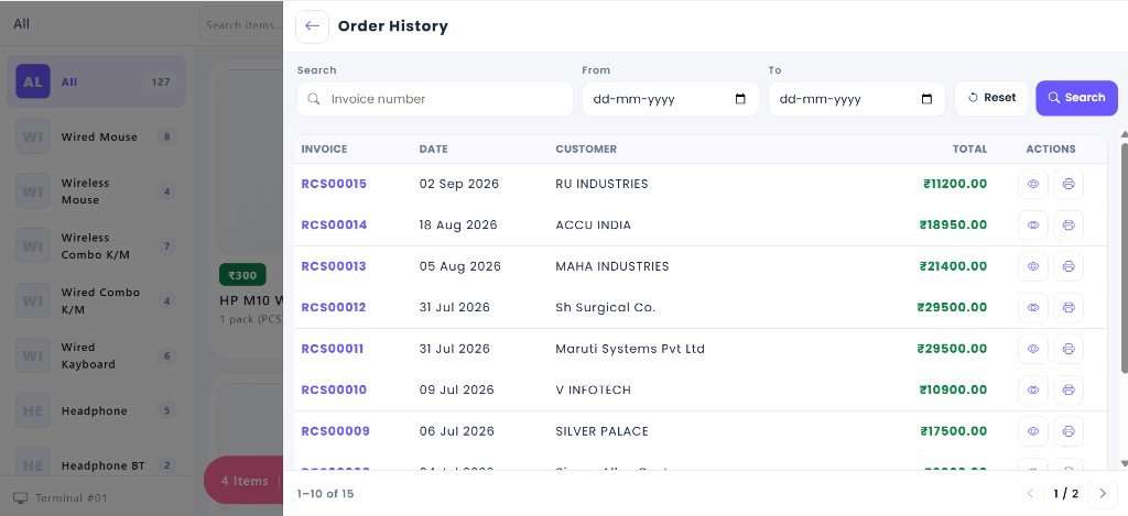 Vaxa POS order history